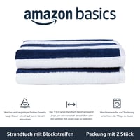 Amazon Basics 100% bavlnená plážová osuška a osuška k bazénu, 76 x 152 cm, 2 ks, froté materiál 2