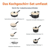 Amazon Basics 11-dielna keramická súprava nepriľnavého riadu s hrncami a panvicami – čierna/krémová 4