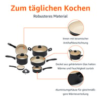 Amazon Basics 11-dielna keramická súprava nepriľnavého riadu s hrncami a panvicami – čierna/krémová 2