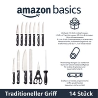 Amazon Basics 14-dielna súprava nožov s blokom, čierna – sada kuchynských nožov so stojanom 2
