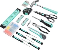 Set de scule Amazon Basics, 142 piese, pentru reparații casnice, cu mâner antiderapant, 34x23,5x7,5 cm, turcoaz 2