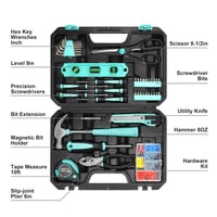 Set de scule Amazon Basics, 142 piese, pentru reparații casnice, cu mâner antiderapant, 34x23,5x7,5 cm, turcoaz 3