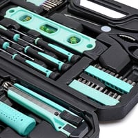 Set de scule Amazon Basics, 142 piese, pentru reparații casnice, cu mâner antiderapant, 34x23,5x7,5 cm, turcoaz 5