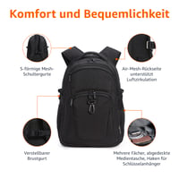 Amazon Basics 15,6-palcový vodoodolný batoh na notebook s hrudným popruhom a úchytom na batožinu na cesty, do školy a do kancelárie – čierny 2
