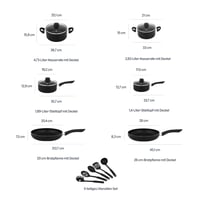 Amazon Basics set od 15 keramičkih posuda s neprianjajućim slojem – lonci, tave, poklopci i kuhinjski pribor, spiralno dno, za plinske i električne štednjake 4