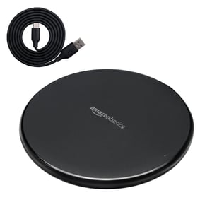 Amazon Basics 15W Qi-certificirani bežični punjač – iPhone 16/15/14/13/12/11/X, Samsung Galaxy – s USB kabelom, crni