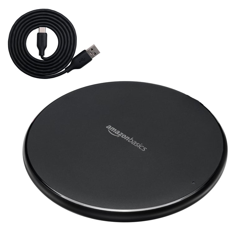 Bezdrôtová nabíjacia podložka Amazon Basics 15W s certifikáciou Qi – pre iPhone 16/15/14/13/12/11/X, Samsung Galaxy – s USB káblom, čierna