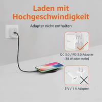 Bezdrôtová nabíjacia podložka Amazon Basics 15W s certifikáciou Qi – pre iPhone 16/15/14/13/12/11/X, Samsung Galaxy – s USB káblom, čierna 3