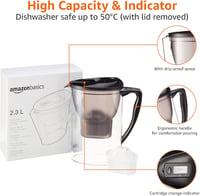 Amazon Basics 2,3L Vízszűrő Kancsó BPA Mentes Fekete + Szűrőbetét - Black 3
