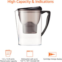 Amazon Basics 2,3L Vízszűrő Kancsó BPA Mentes Fekete + Szűrőbetét - Black 8