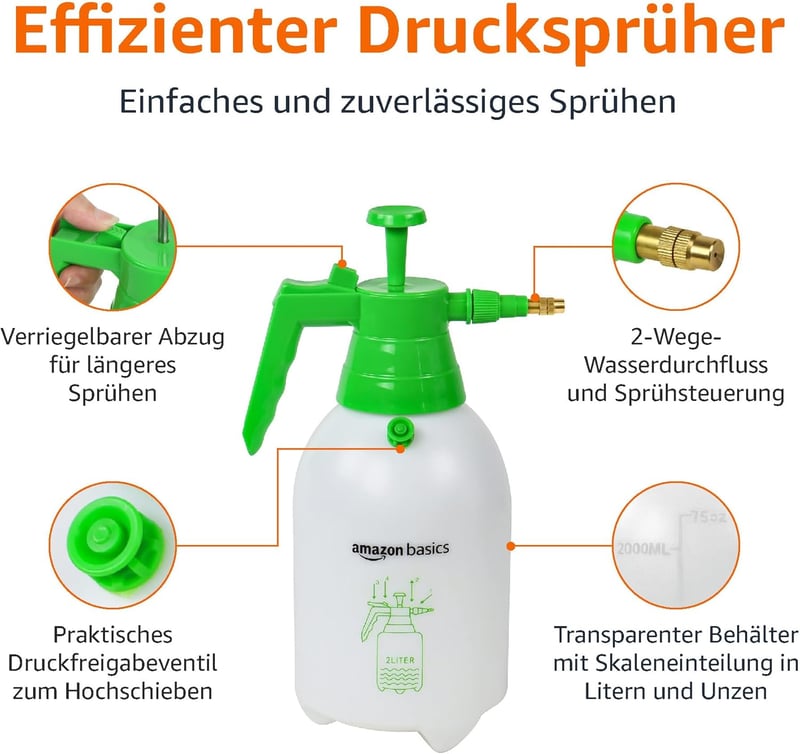 Amazon Basics 2 Literes Nyomásos Permetezőflakon Zárolható Triggerrel