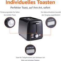 Amazon Basics 2 szeletes kenyérpirító 7 fokozatú pirítással, 800W, fekete 2