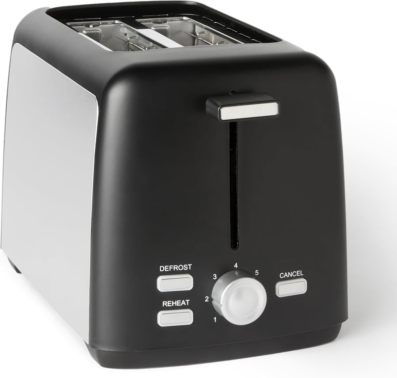 Amazon Basics 2 szeletes kenyérpirító 7 fokozatú pirítással, 800W, fekete