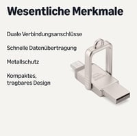 Amazon Basics 256GB USB-C és USB-A Dual Port Pendrive Champagne Silver - 256 GB 2