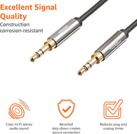 Amazon Basics 2db 3,5mm Aux Kábel Sztereó Hangszóróhoz, 1,2m, Fekete-Szürke 3