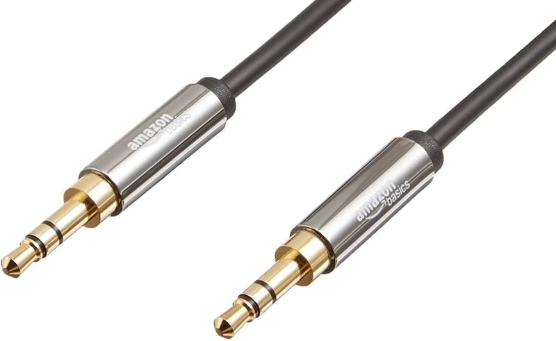 Amazon Basics 2db 3,5mm Aux Kábel Sztereó Hangszóróhoz, 1,2m, Fekete-Szürke