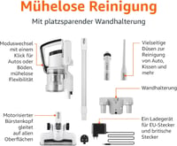 Amazon Basics 2in1 Vezeték Nélküli Porszívó 150W DC Motor Fehér-Fekete 2