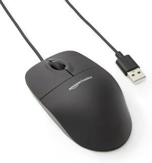Mouse optic USB cu 3 butoane Amazon Basics - negru