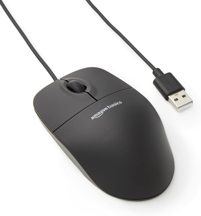 Amazon Basics 3 gombos USB optikai egér Windows és Mac OS X-hez - Fekete - 1 Stück