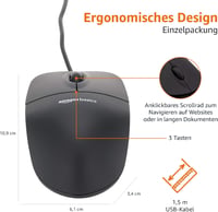 Amazon Basics 3 gombos USB optikai egér Windows és Mac OS X-hez - Fekete - 1 Stück 5