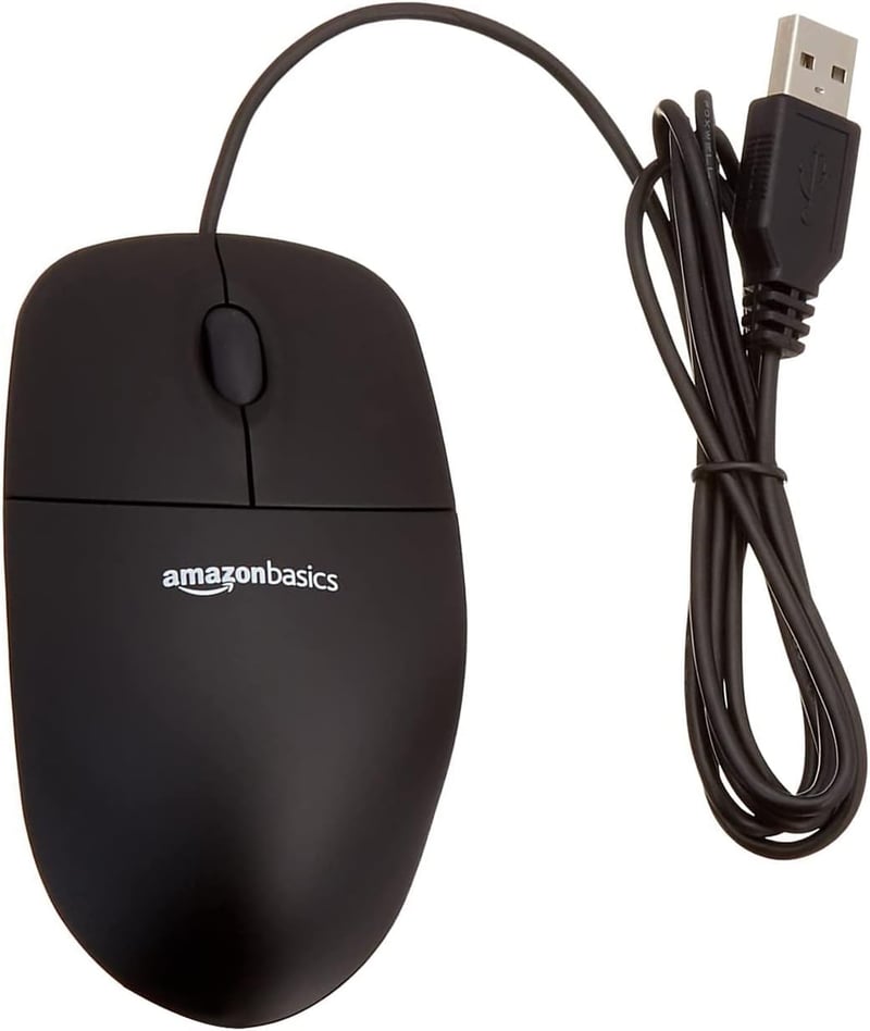 Amazon Basics 3 gombos USB optikai egér Windows és Mac OS X-hez - Fekete - 1 Stück