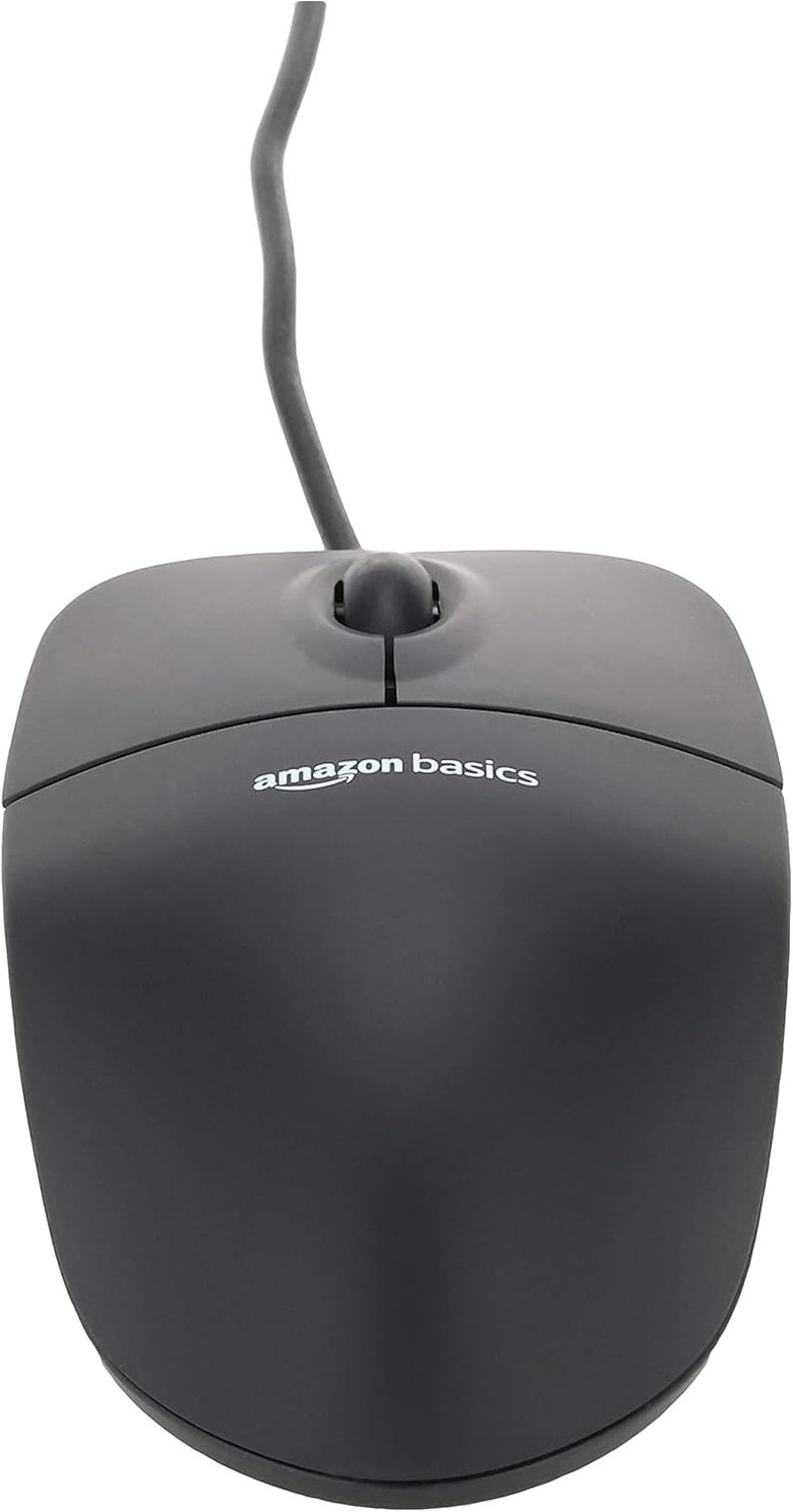Amazon Basics 3 gombos USB optikai egér Windows és Mac OS X-hez - Fekete - 1 Stück