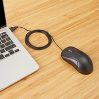 Mouse cu fir Amazon Basics cu 3 butoane, USB - Silențios, Negru - Dimensiune standard 6