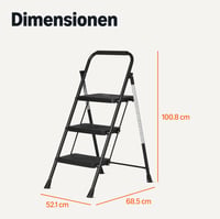 Scară pliabilă cu 3 trepte Amazon Basics, structură din oțel, cu picioare antiderapante, capacitate de 150 kg, înălțime 100,8 cm, EN 14183, negru 5