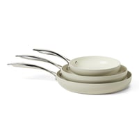 Set de 3 tigăi antiaderente din ceramică Amazon Basics, compatibile cu toate plitele, lavabile în mașina de spălat vase, gri in 1