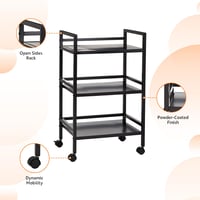 Amazon Basics 3-poschodový čierny kovový servírovací vozík, kuchynský regál 3