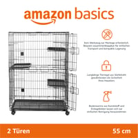 Amazon Basics 3-poschodová veľká klietka pre mačky, 91 x 57 x 128,5 cm, čierna, odolná a bezpečná hracia klietka pre mačky 2
