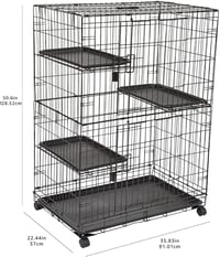 Amazon Basics 3-poschodová veľká klietka pre mačky, 91 x 57 x 128,5 cm, čierna, odolná a bezpečná hracia klietka pre mačky 5