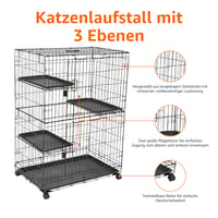 Amazon Basics 3-poschodová veľká klietka pre mačky, 91 x 57 x 128,5 cm, čierna, odolná a bezpečná hracia klietka pre mačky 3