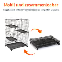 Amazon Basics 3-poschodová veľká klietka pre mačky, 91 x 57 x 128,5 cm, čierna, odolná a bezpečná hracia klietka pre mačky 4