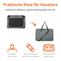 Amazon Basics skladacia cestovná prepravka so 4 dverami pre mačky, psy a iné domáce zvieratá, sivá, S, 66 x 46 x 46 cm 3