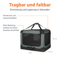 Amazon Basics skladacia cestovná prepravka so 4 dverami pre mačky, psy a iné domáce zvieratá, sivá, S, 66 x 46 x 46 cm 4