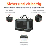 Amazon Basics skladacia cestovná prepravka so 4 dverami pre mačky, psy a iné domáce zvieratá, sivá, S, 66 x 46 x 46 cm 2