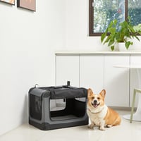 Amazon Basics skladacia cestovná prepravka so 4 dverami pre mačky, psy a iné domáce zvieratá, sivá, S, 66 x 46 x 46 cm 7