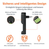 Amazon Basics 4 ks nabíjacích batérií AA NiMH s nabíjačkou, s EU zástrčkou, čierne 3