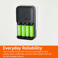 Amazon Basics NiMH akkumulátortöltő 4 fiókos EU csatlakozóval + 4 AA 2000 mAh + 4 AAA 800 mAh - fekete - 8 db 7