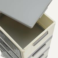 Skladací úložný box Amazon Basics, 4 úrovne, s kolieskami a vekom, 4x21,7 l, 82,6x39,1x27,2 cm, sivý/béžový 5