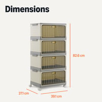 Skladací úložný box Amazon Basics, 4 úrovne, s kolieskami a vekom, 4x21,7 l, 82,6x39,1x27,2 cm, sivý/béžový 2