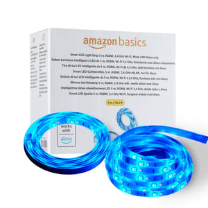 Amazon Basics 5 m RGBW pametna LED traka, Wi-Fi 2,4 GHz, kompatibilna s Alexom, višebojna rasvjeta