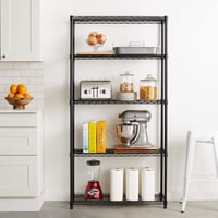 Amazon Basics 5 szintes állítható magasságú polcrendszer, 795 kg teherbírás, szintező lábakkal, fekete, 36 x 91 x 183 cm 2