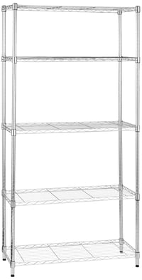 Amazon Basics 5 szintes állítható magasságú tárolóállvány, 453 kg teherbírás, krómozott, 36 x 91 x 183 cm 3