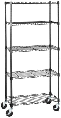 Amazon Basics polica za odlaganje na 5 nivoa s kotačićima i podesivim nogarima, crna - 35,6x76,2x162,2 cm 1