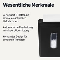 Amazon Basics 6 lapos keresztvágó papírmegsemmisítő hitelkártyával 14L fekete 2