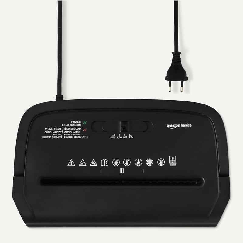 Amazon Basics 6 lapos keresztvágó papírmegsemmisítő hitelkártyával 14L fekete