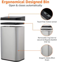 Amazon Basics 60L rozsdamentes acél szenzoros szemetes, fekete-ezüst - 60-Liter, Rectangular 4