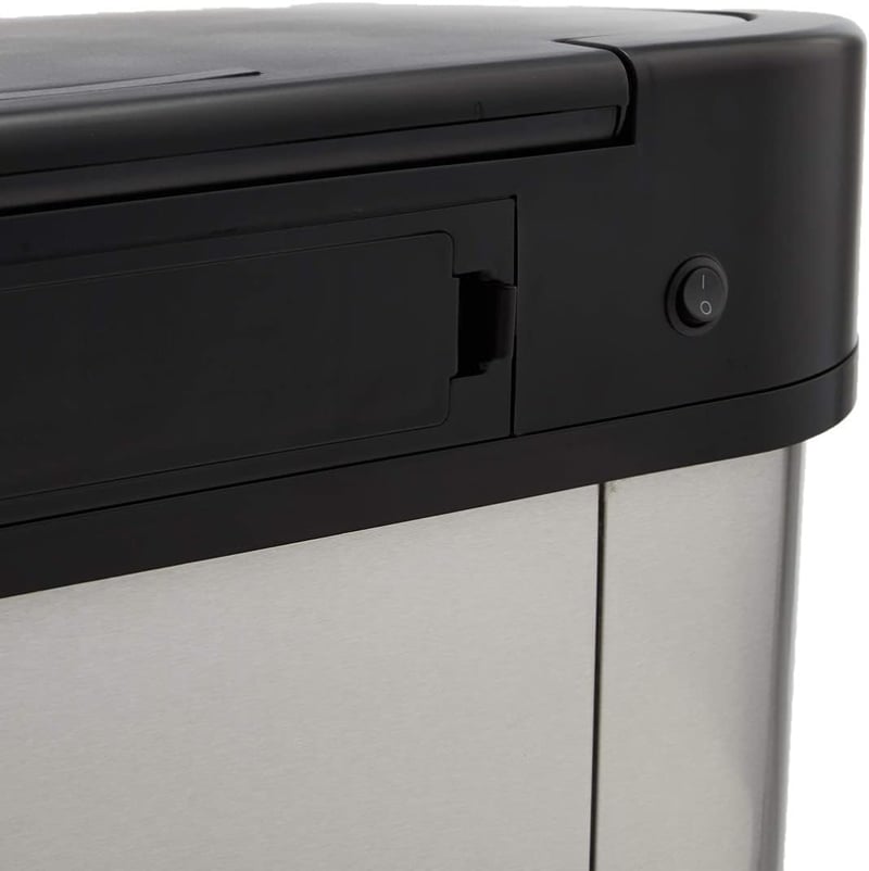 Amazon Basics 60L rozsdamentes acél szenzoros szemetes, fekete-ezüst - 60-Liter, Rectangular